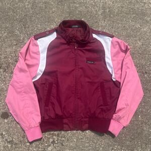 Vintage 80s Members Only Rare Pink Colorblock Bomber Racing Jacket‎ Woman Size M